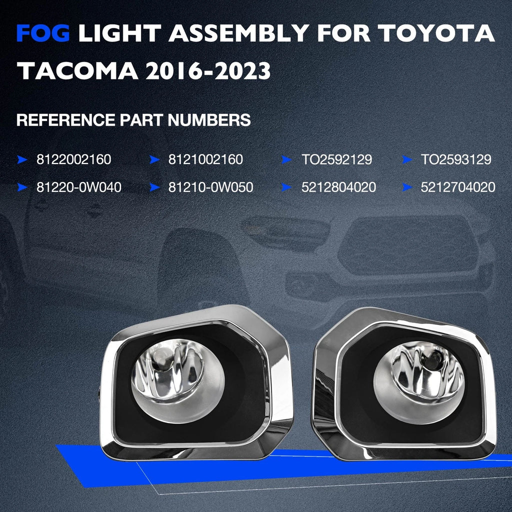 Fog Light Lamp Kit with Chrome Trim for Toyota Tacoma (2016-2023)