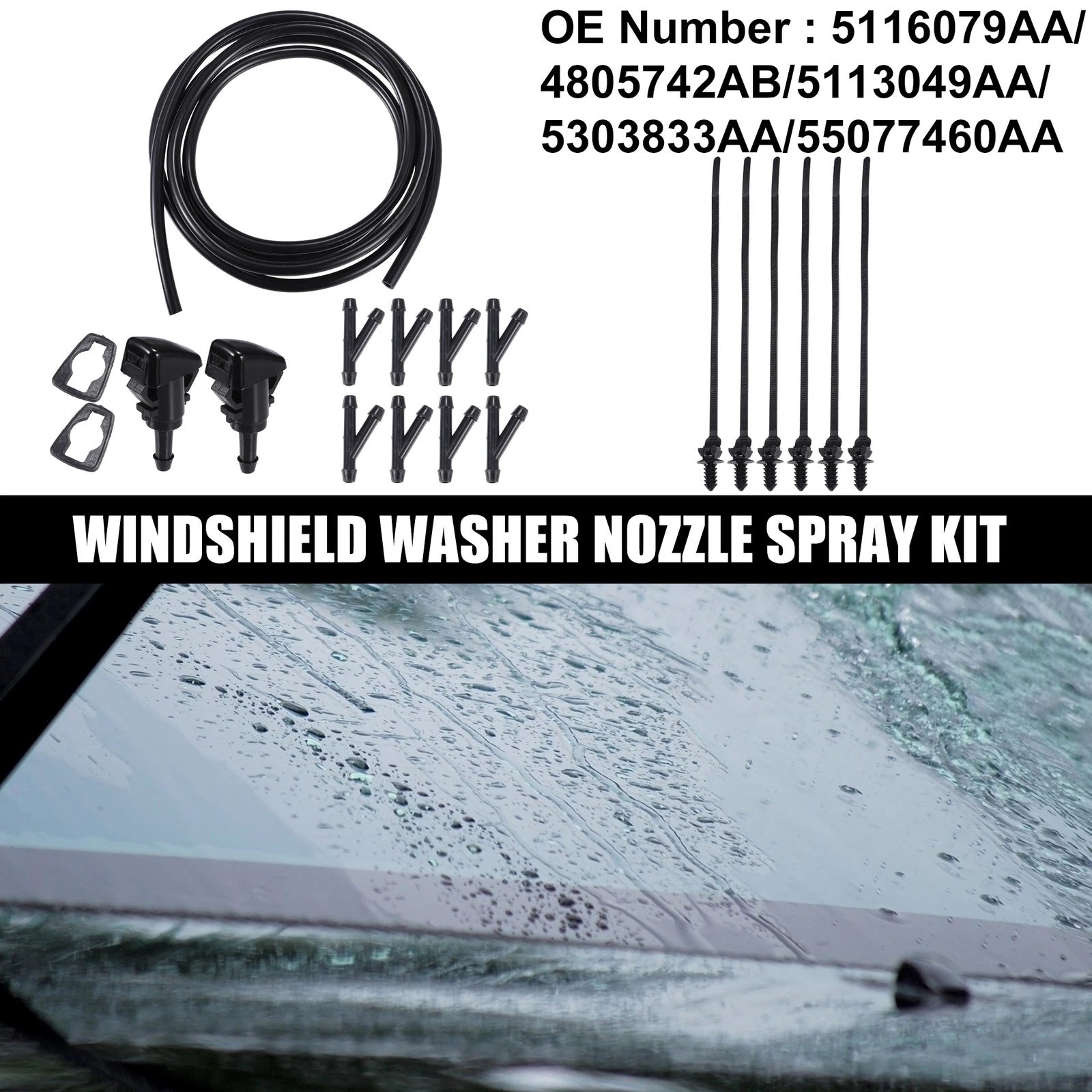 Set of 2 Windshield Washer Nozzles No. 5116079AA for Chrysler 200 (2011)
