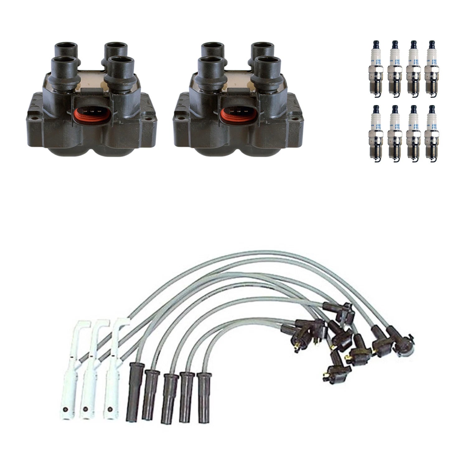 Set of 2 Ignition Coil Wires & 8 Platinum Spark Plugs for Ranger B2500 (1998–2006)