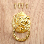 5X Gold Lion Head Drop Ring Drawer Knob Pulls for Cabinets