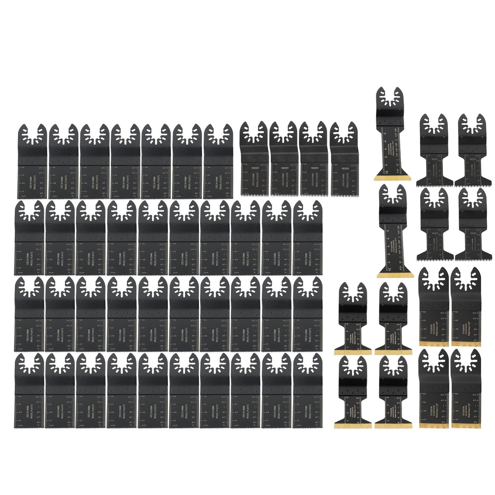 55PCS Oscillating Saw Blades for Universal Multitools (Titanium, 6 Types)