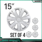 Set of 4 15 Inch Silver Wheel Hub Caps Wheel Cover Trim Kit
