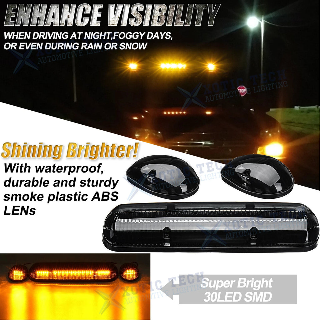 3PC LED Top Cab Roof Marker Clearance Light for Silverado Sierra (2002-2007)