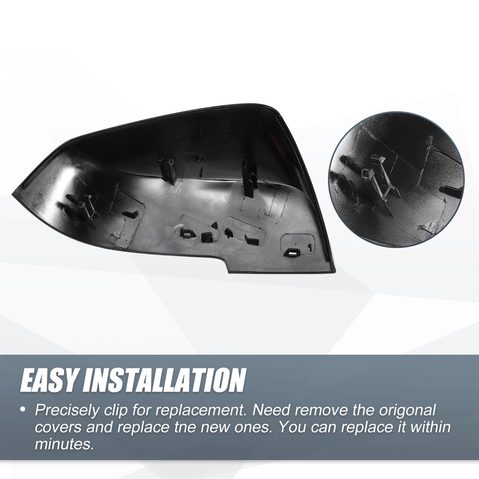 1 Pair Rearview Mirror Cover Cap Gloss Black for BMW 328i 125i 330i 320i 220i (2012–2019)
