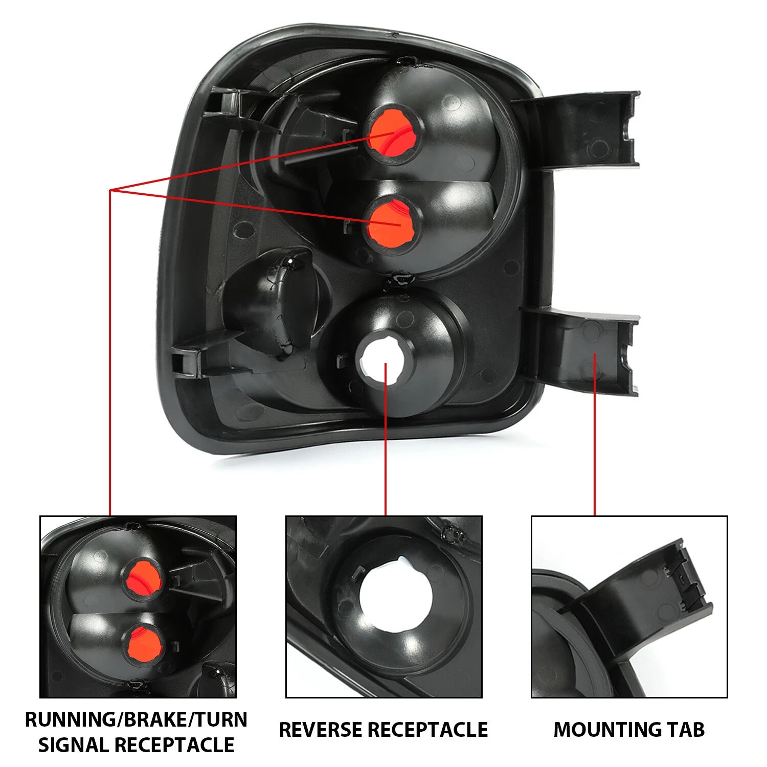 Set of 2 Black Rear Tail Brake Lights for Silverado Sierra Stepside (1999-2004)