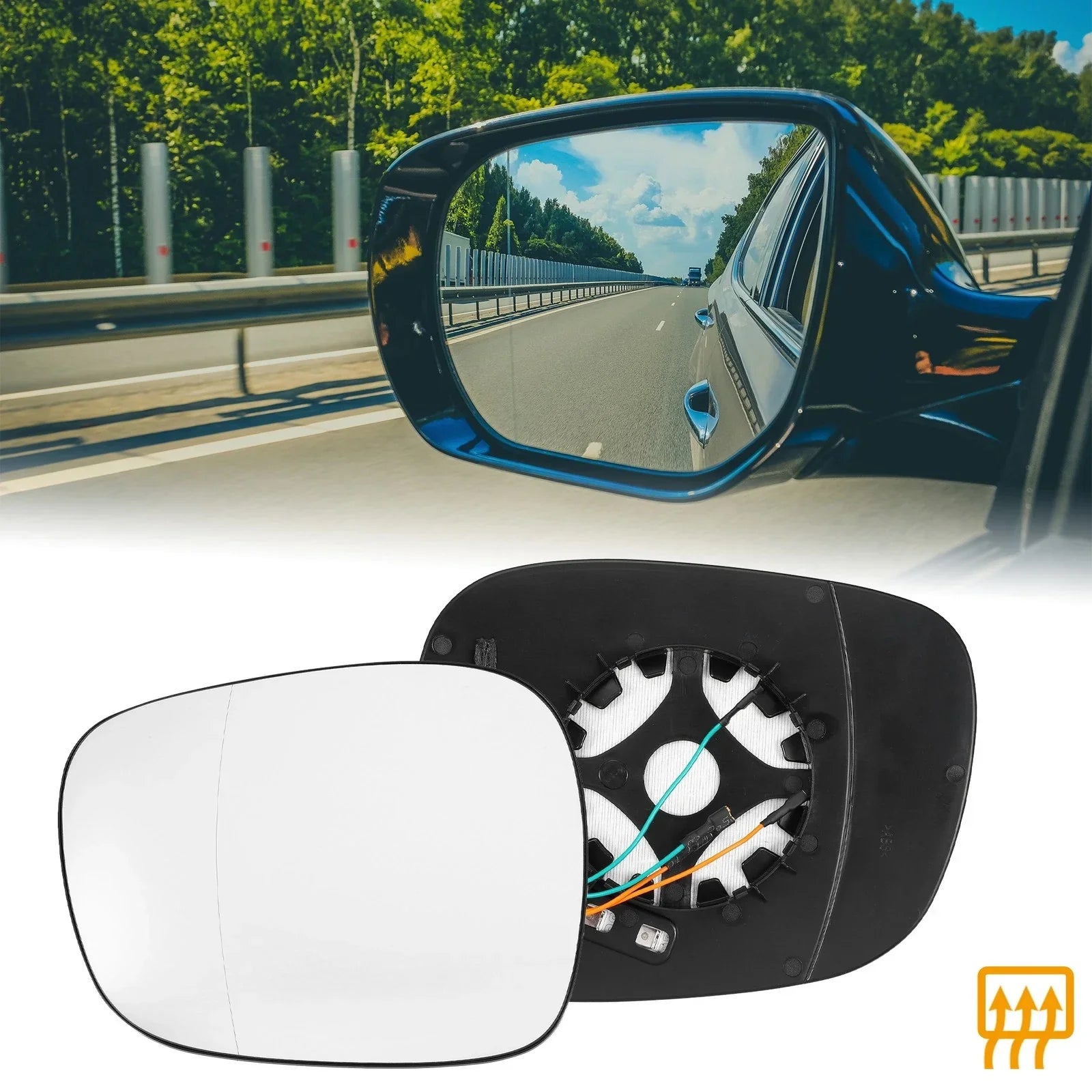 Rear View Mirror Glass Left Heated with Backing Plate for BMW X3
