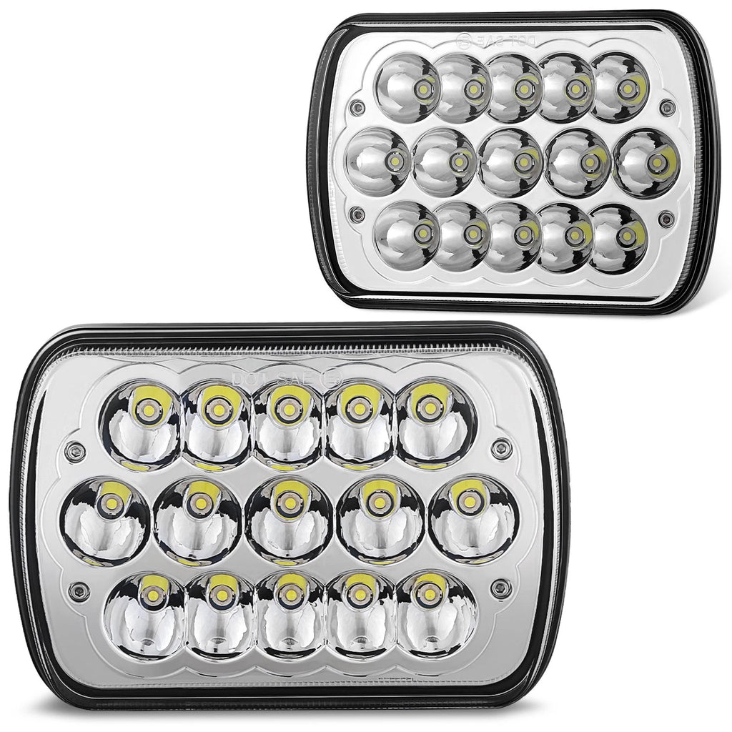 Set of 2 LED Headlights H6054 for Ford E150 E250 E350 (1985–2019) Chrome Housing Clear Lens