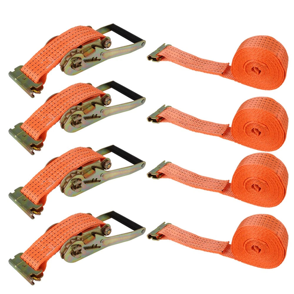 Set of 4 E Track Ratchet Tie Down Straps for Truck Enclosed Cargo Van