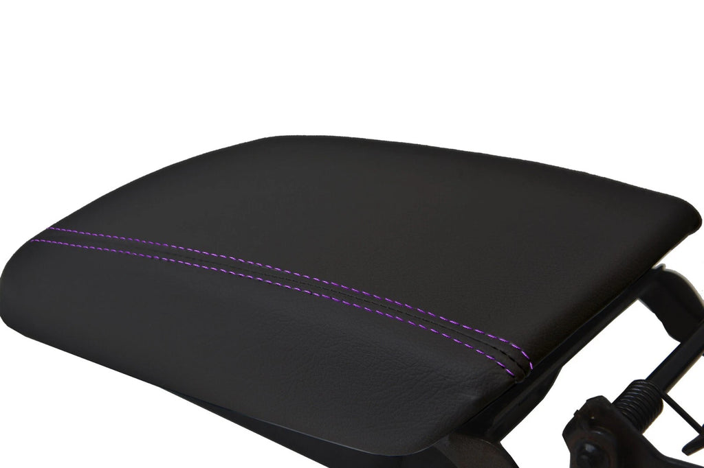 Leather Console Lid Armrest Cover for Cadillac SRX (2010–2016) Purple Stitch