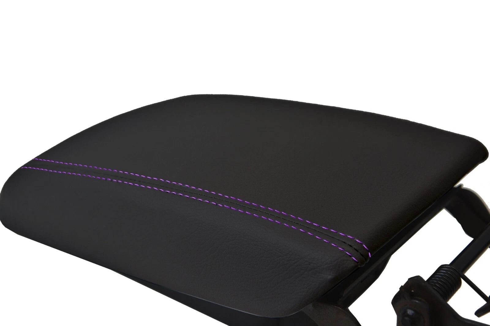 Leather Console Lid Armrest Cover for Cadillac SRX (2010–2016) Purple Stitch