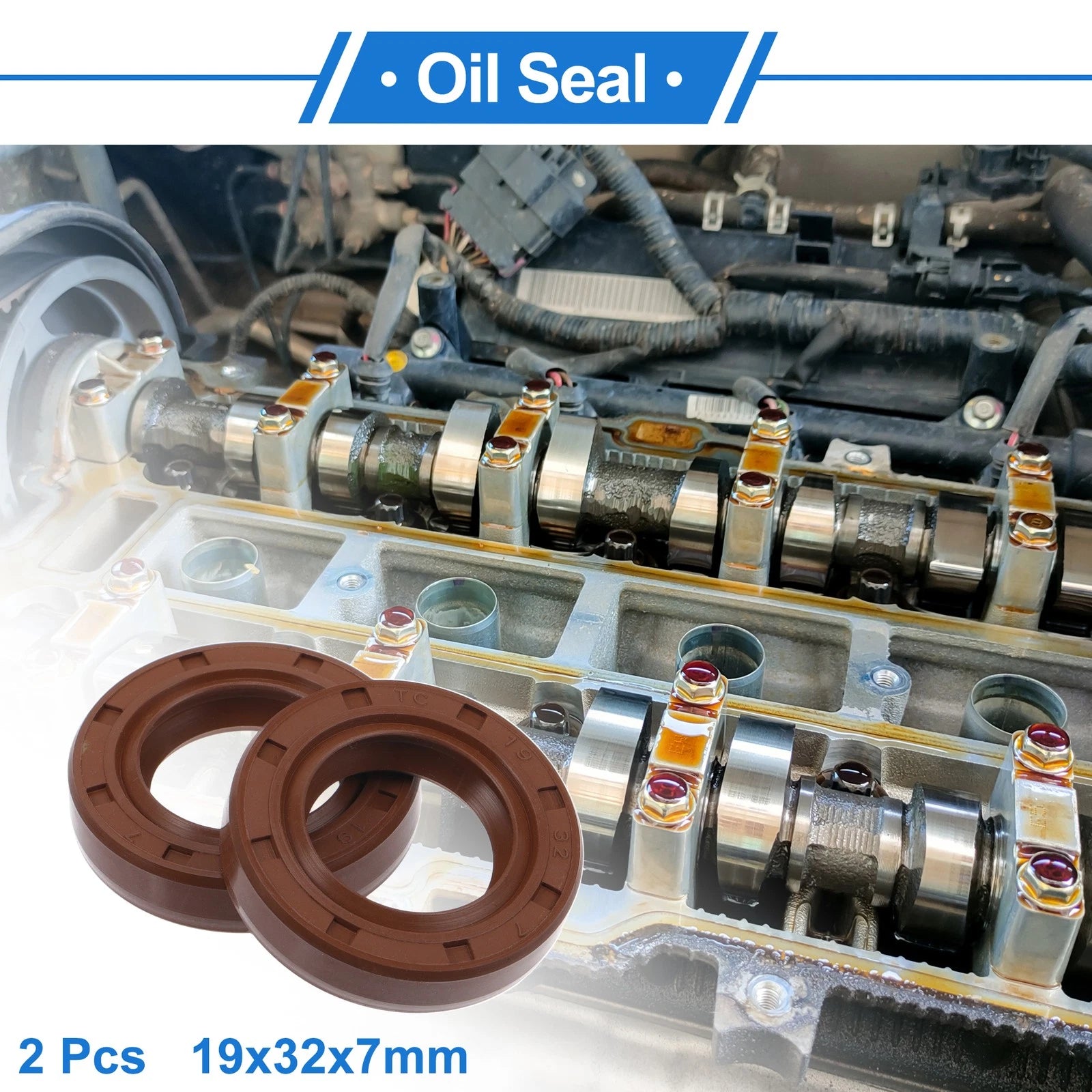 2X Oil Seal Rotary Shaft Seal for Various Models (19x32x7mm) FKM Rubber