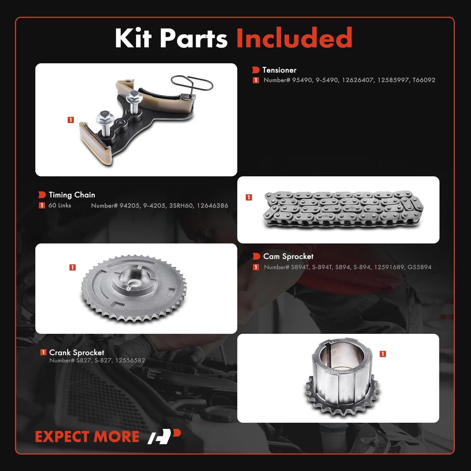 Set of 4 Timing Chain Kits for Chevy Silverado 1500, GMC Sierra 1500 (2007–2012)
