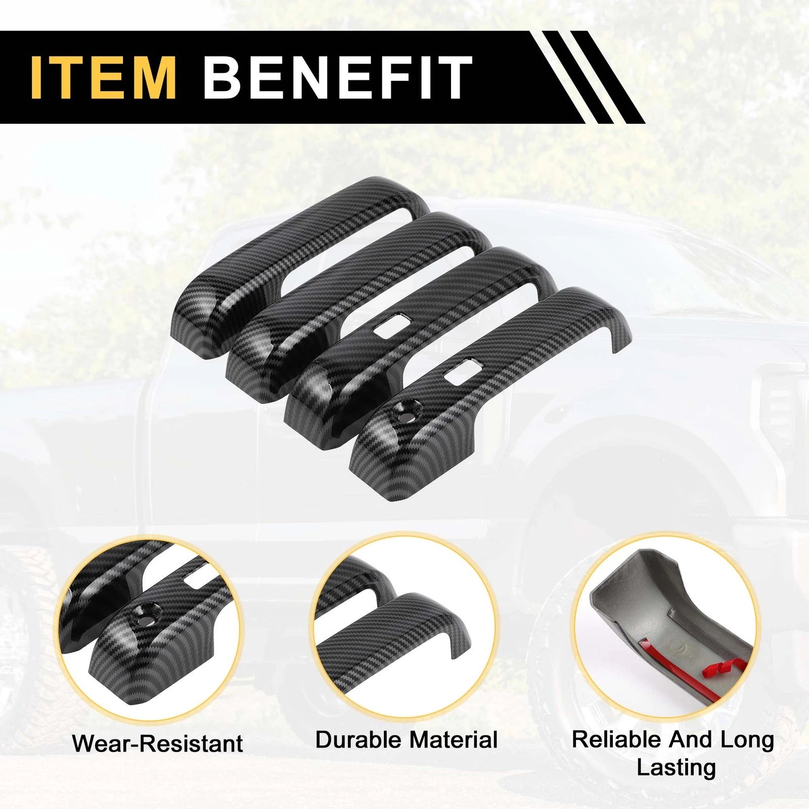 Set of 4 Exterior Door Handle Covers for Ford F-150 (with Keypad) Carbon Fiber