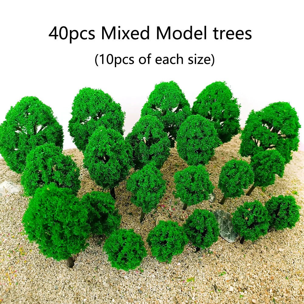 40Pcs Mixed Size Model Trees for Train Railway Architecture Scenery