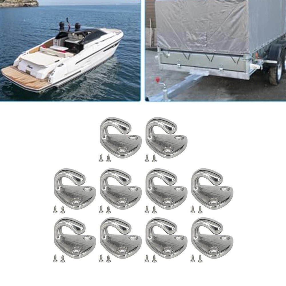 10X Stainless Steel Tarp Hooks for Trailers Boats RVs
