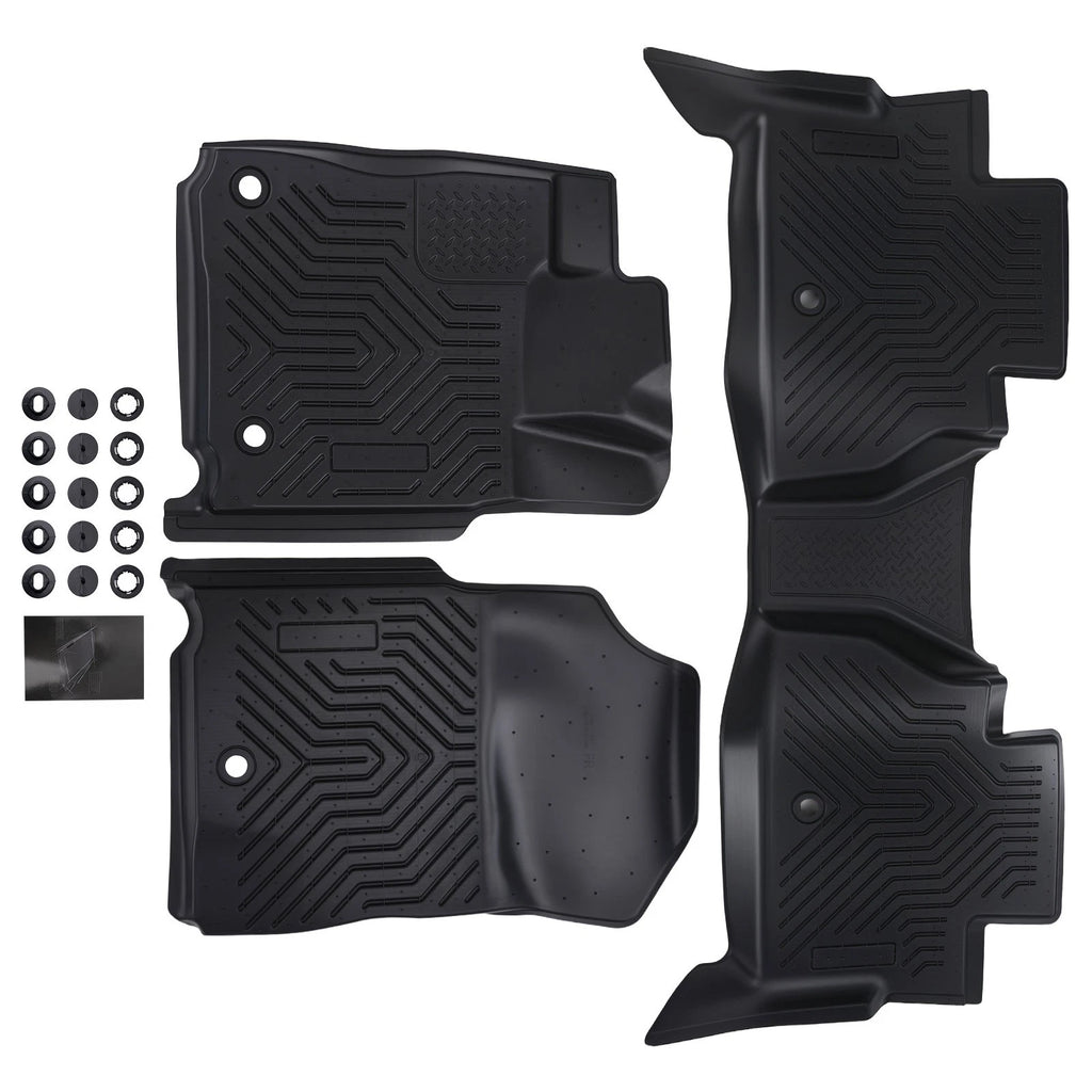 Set of 2 Black All Weather Floor Mats for Toyota Tundra CrewMax (2014–2021) TPE Waterproof