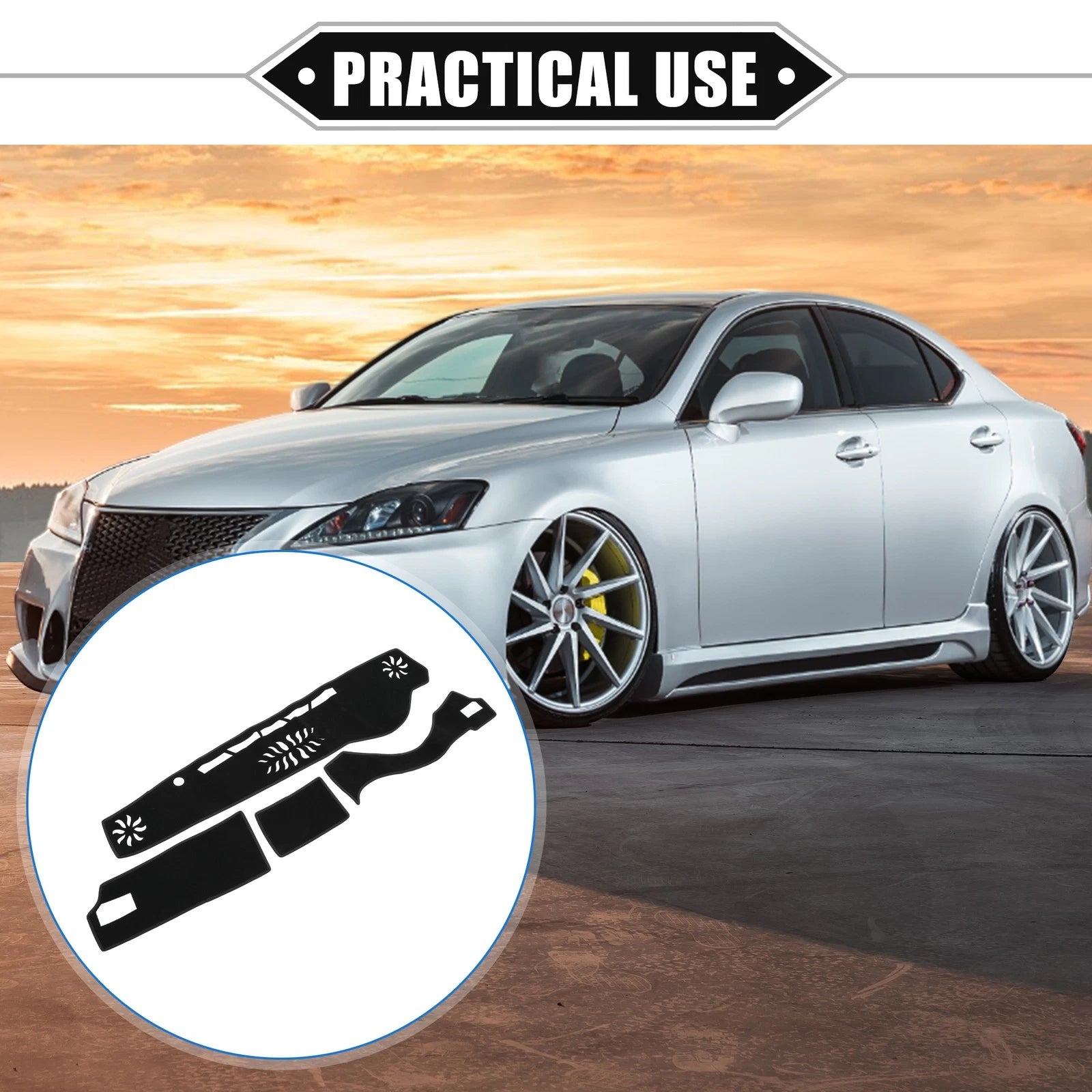 Dashboard Cover Mat Protector for Lexus IS 30 Series (2013–2023) Black