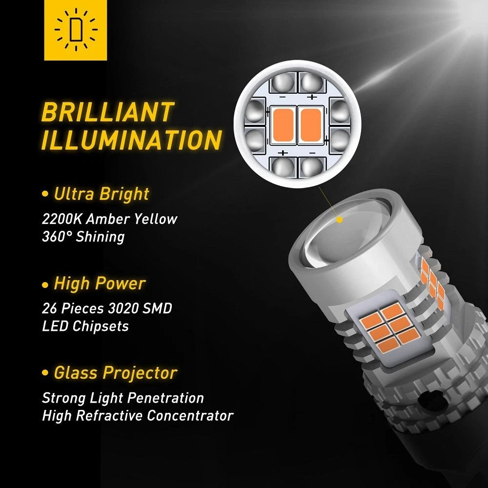 2X 7440 Amber Yellow LED Turn Signal Light Bulbs for AUXITO (Canbus)