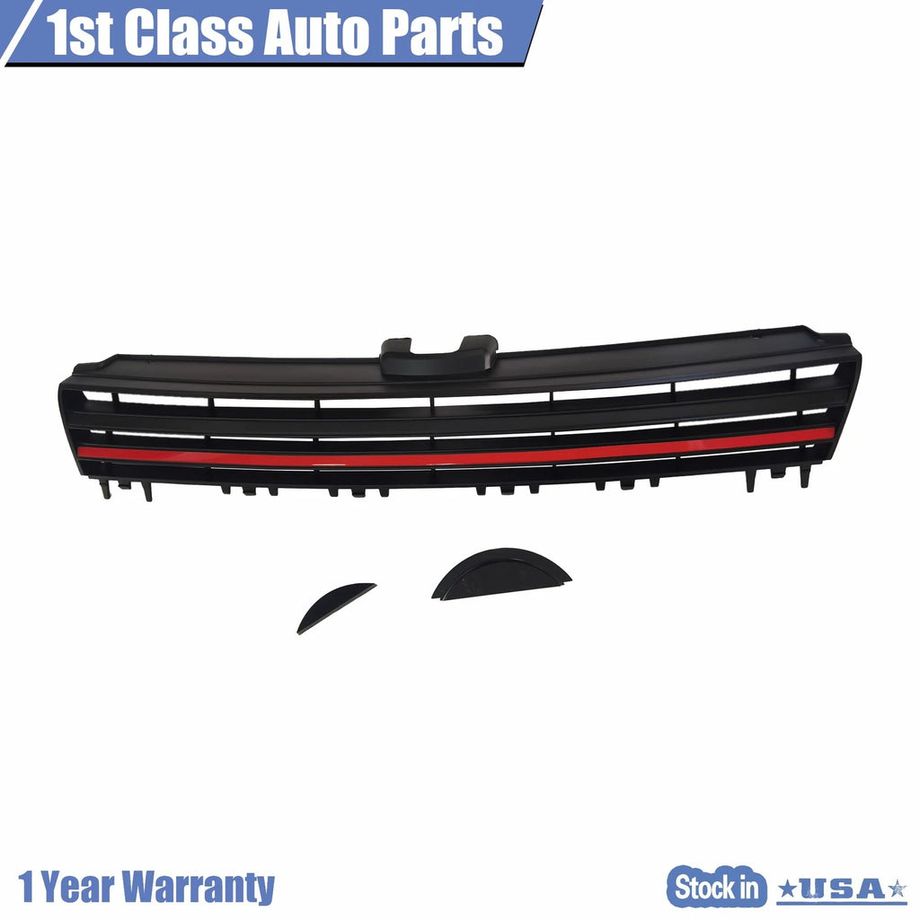 Front Grille for Volkswagen Golf/GTI (2015–2016) Black with Red Trim