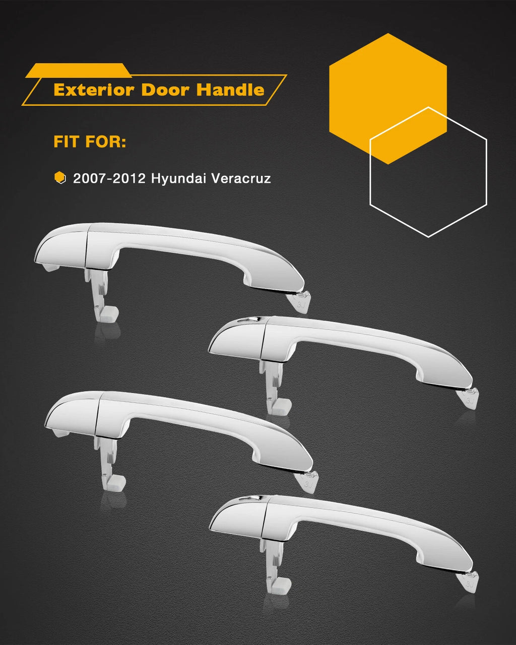 Set of 4 Chrome Exterior Door Handles for Hyundai Veracruz (2007–2012)