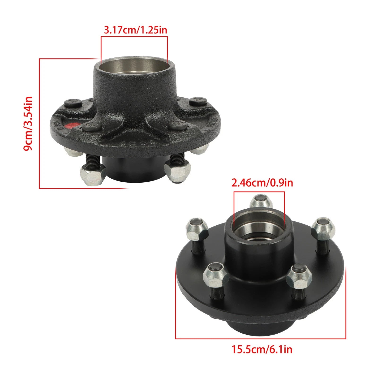 2 Pack Trailer Idler Hub Kits for 3500 lbs Axle (5 on 5)