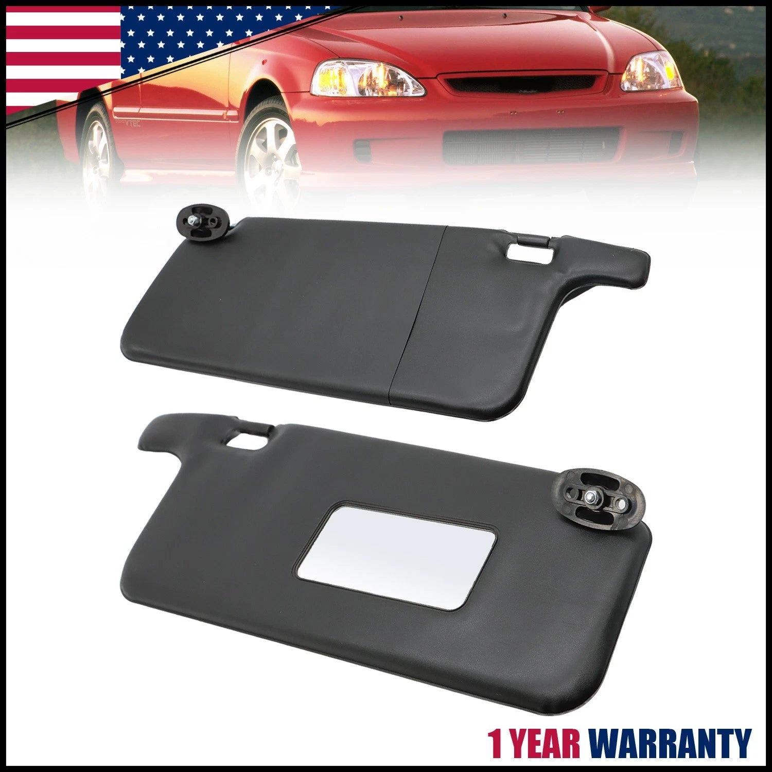 2Pcs Sun Visor for Honda Civic (1996–2001) w/ Makeup Mirror