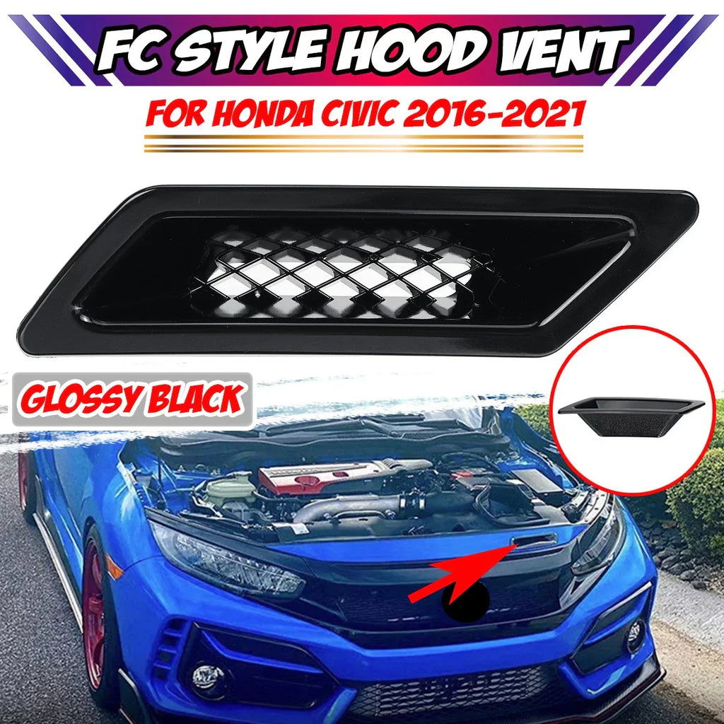 Front Air Vent Intake Duct Cover Trim Gloss Black / 1x / Honda Civic (2016–2021)