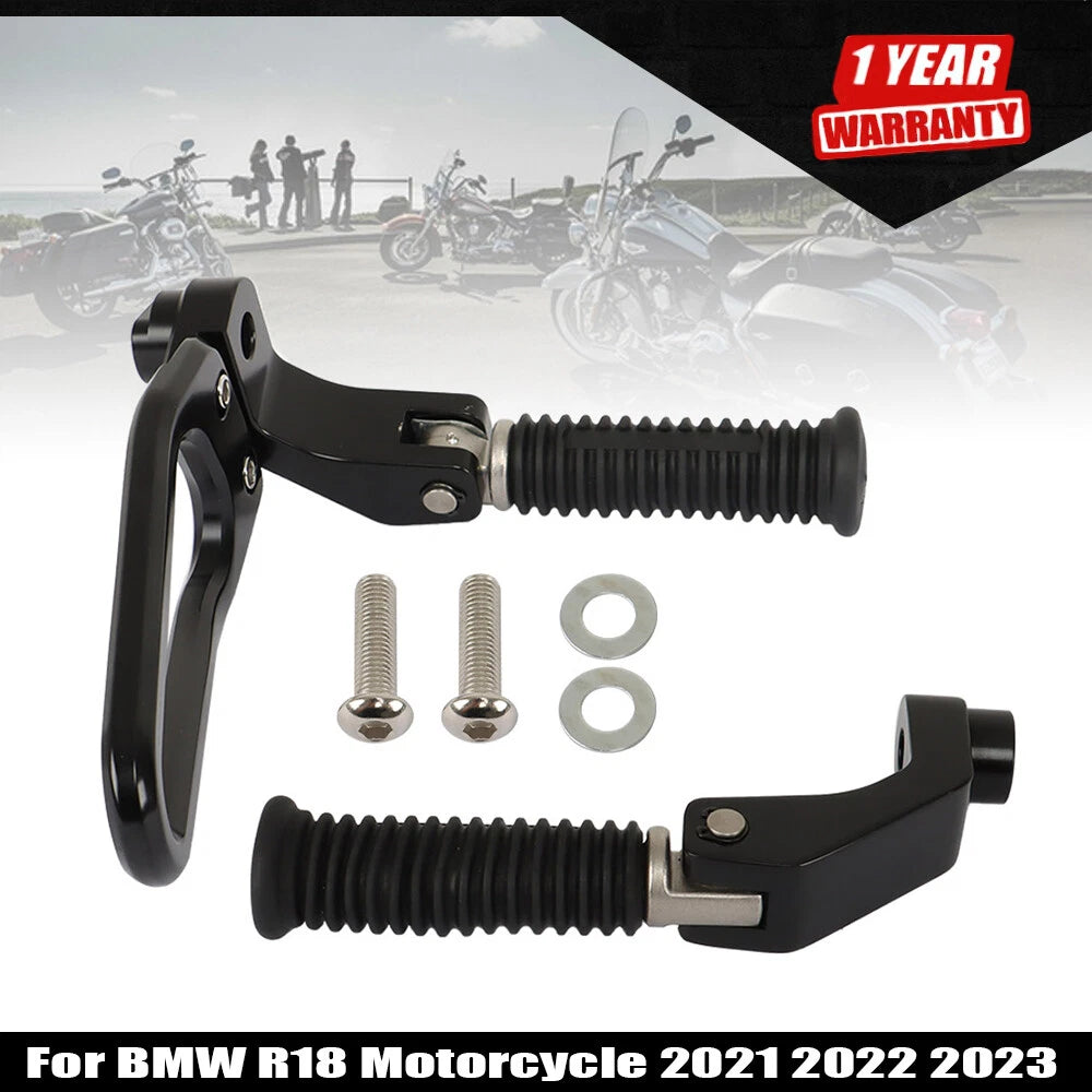 Rear Foot Rests for BMW R18 Motorcycle (2020–2023) Black Pegs