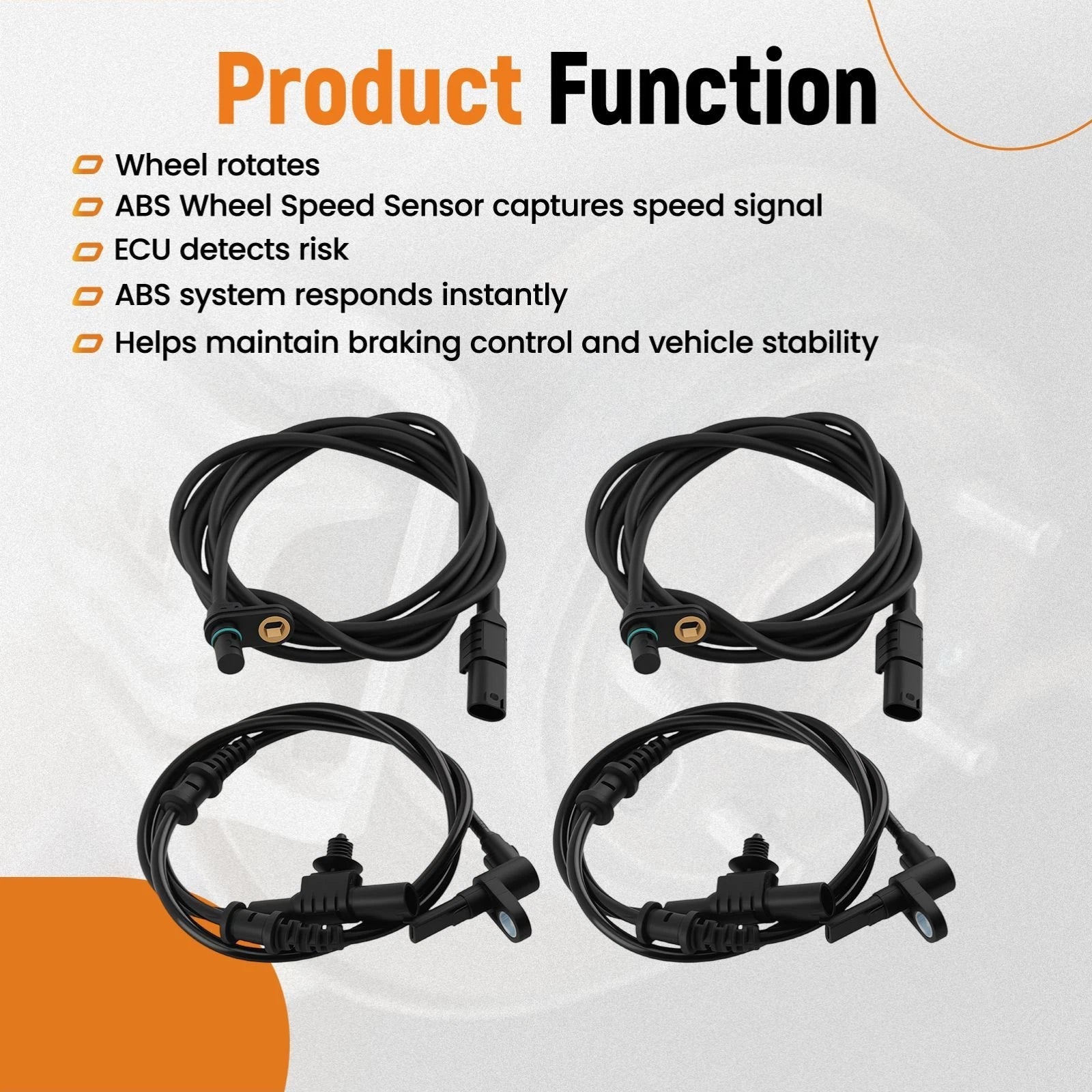 Set of 4 ABS Wheel Speed Sensors for Sprinter 2500/3500 (2007-2018)