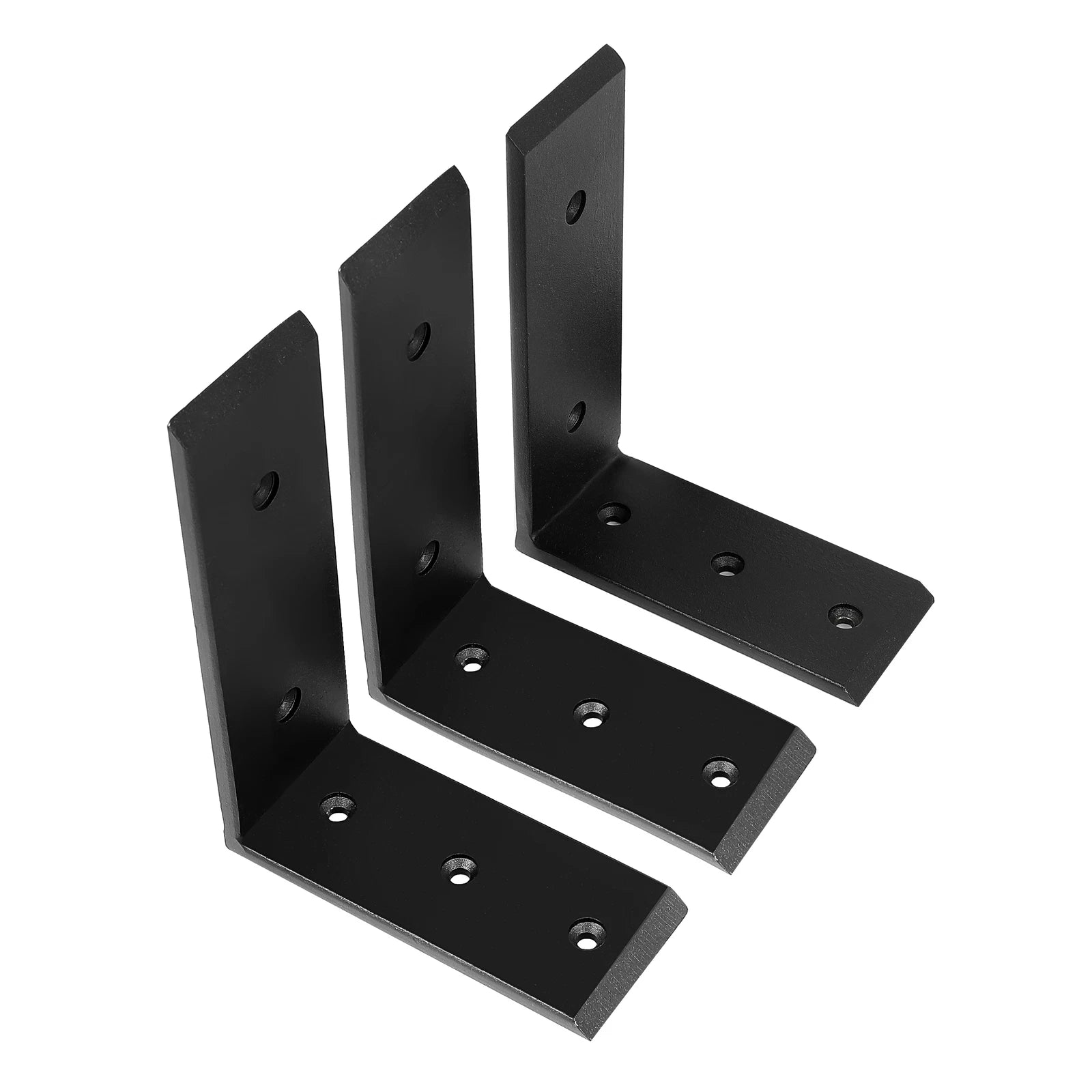 Set of 3 Heavy Duty Black Steel Countertop Support Brackets 6"x8"