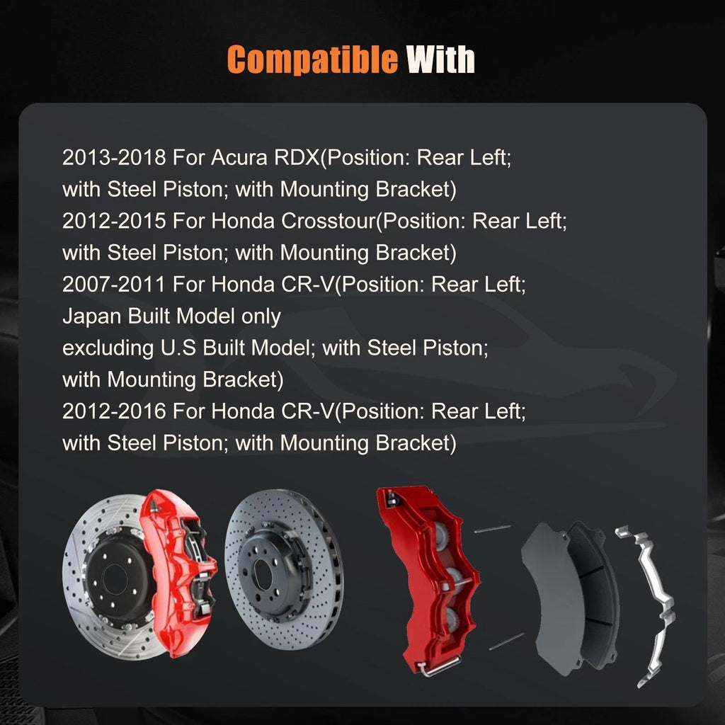 Rear Pair Brake Disc Calipers for Acura RDX (2013–2018) & Honda CR-V (2007–2016)