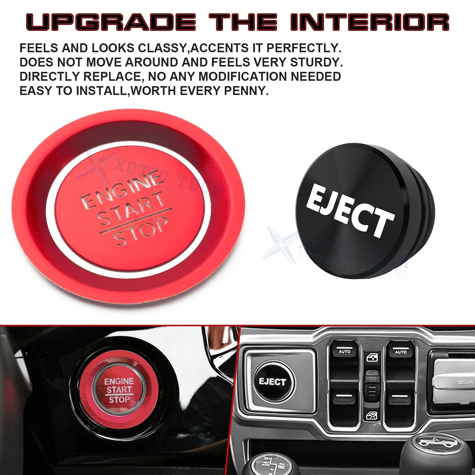 Engine Start + Black Cigarette Lighter Eject Button Trim for Honda Civic (2022-2026)