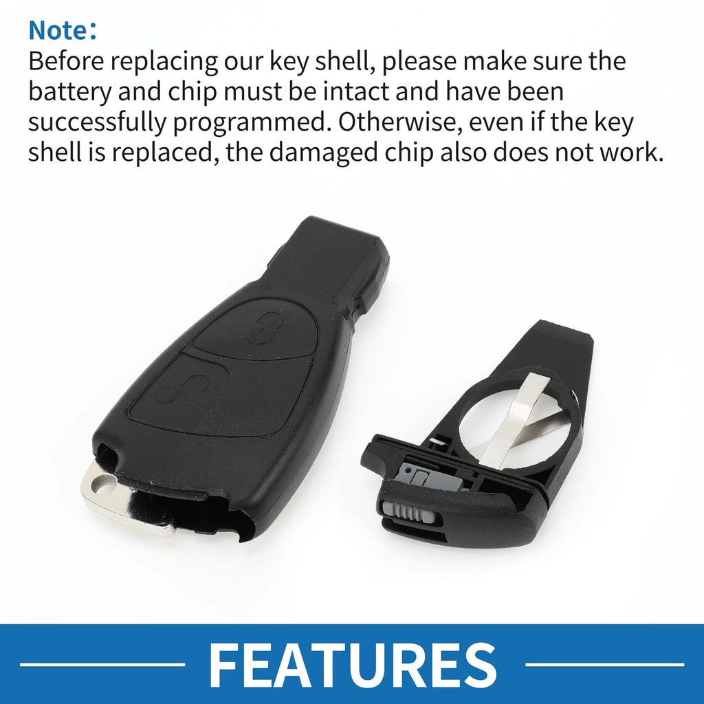 2 Button Keyless Entry Remote Key Shell Case for Mercedes-Benz C Class (2001–2007)