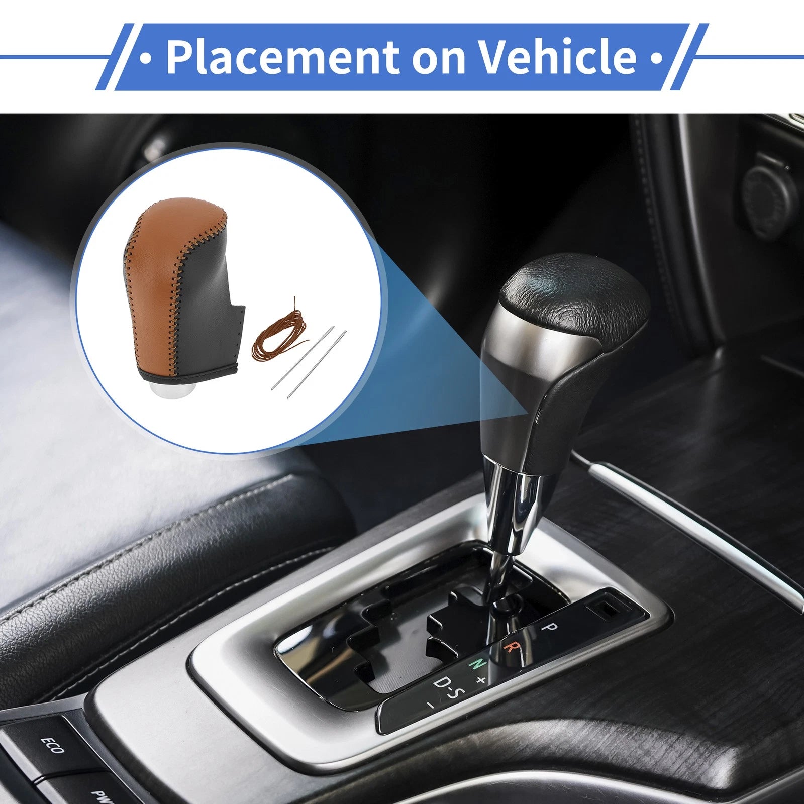 1 Pc Gear Shift Knob Cover for Mazda 3 (2014–2018) Brown Faux Leather