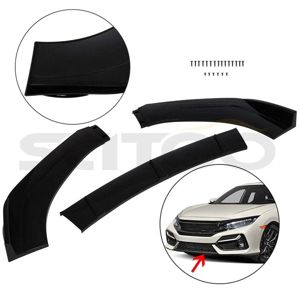 Front Spoiler Lip for Hyundai Veloster (2013–2017) - Painted Bright Black 3pcs