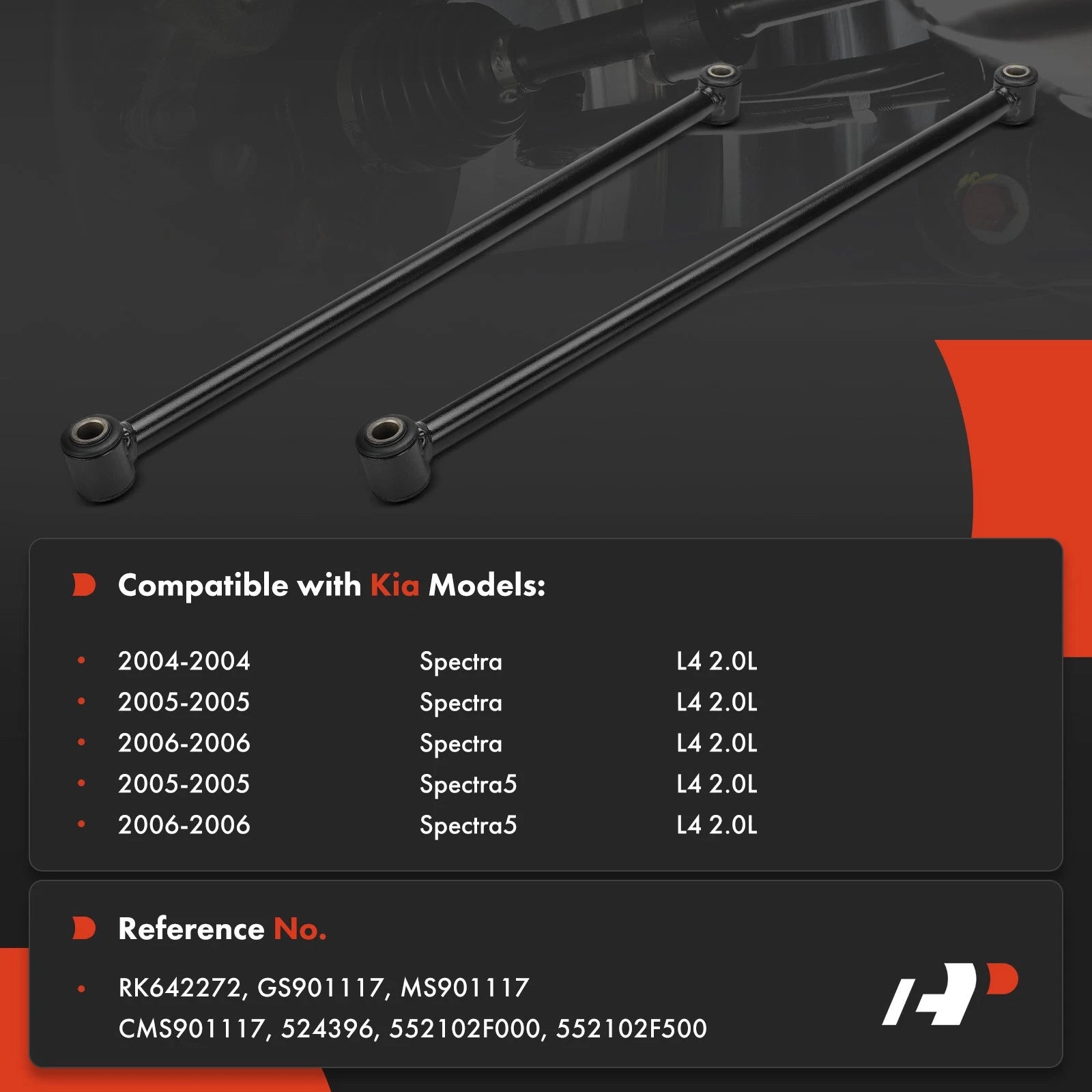 2X Rear Lower Forward Suspension Control Arm for Kia Spectra (2000-2009)