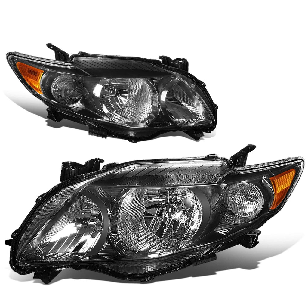 Pair of Black Housing Amber Corner Headlights for Toyota Corolla (2009–2010)