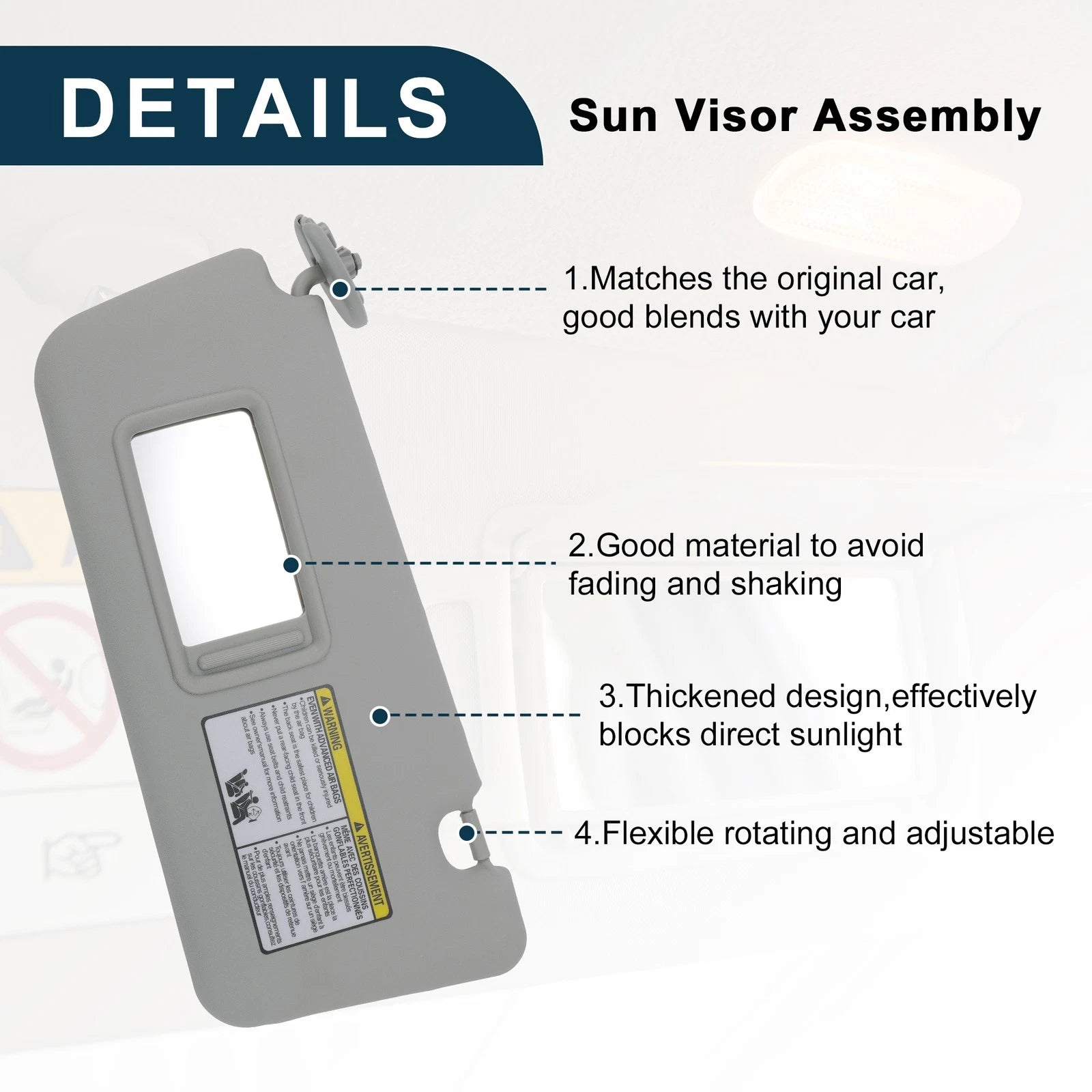 Left Driver Side Sun Visor w/ Mirror for Toyota RAV4 (No. 74320-42420-B0)