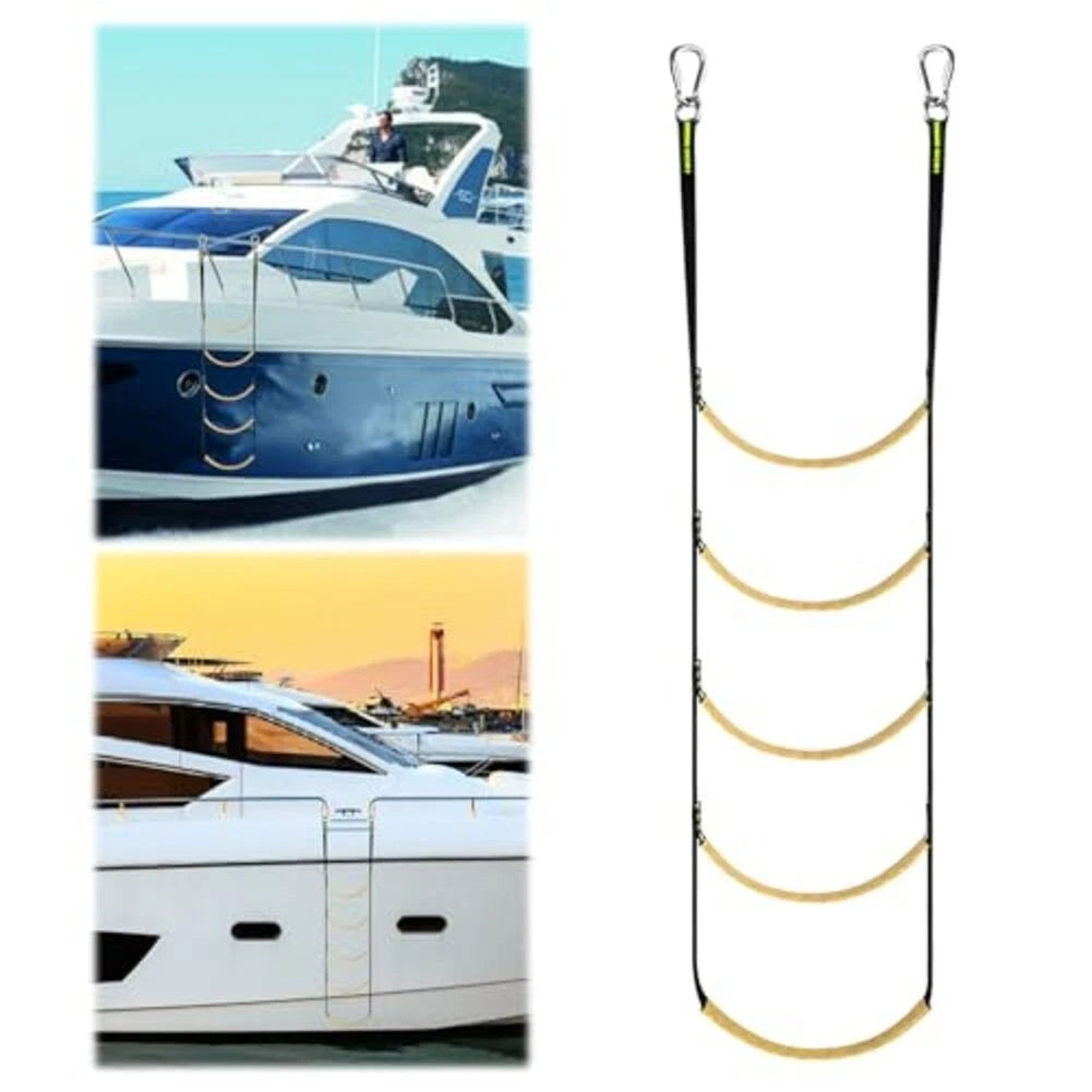 3-Step Foldable Marine Rope Ladder for Kayaking Canoeing Motorboats