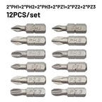 Set of 6 Screwdriver Bits PH1 PZ1 PH2 PZ2 PH3 PZ3 for Automotive Use