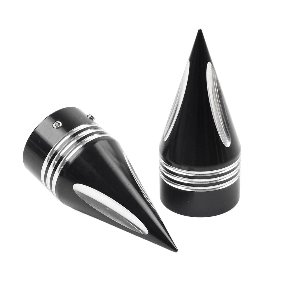 2pcs Black & White Spike Front Axle Cap Nut for Harley Touring Dyna Sportster (1200)