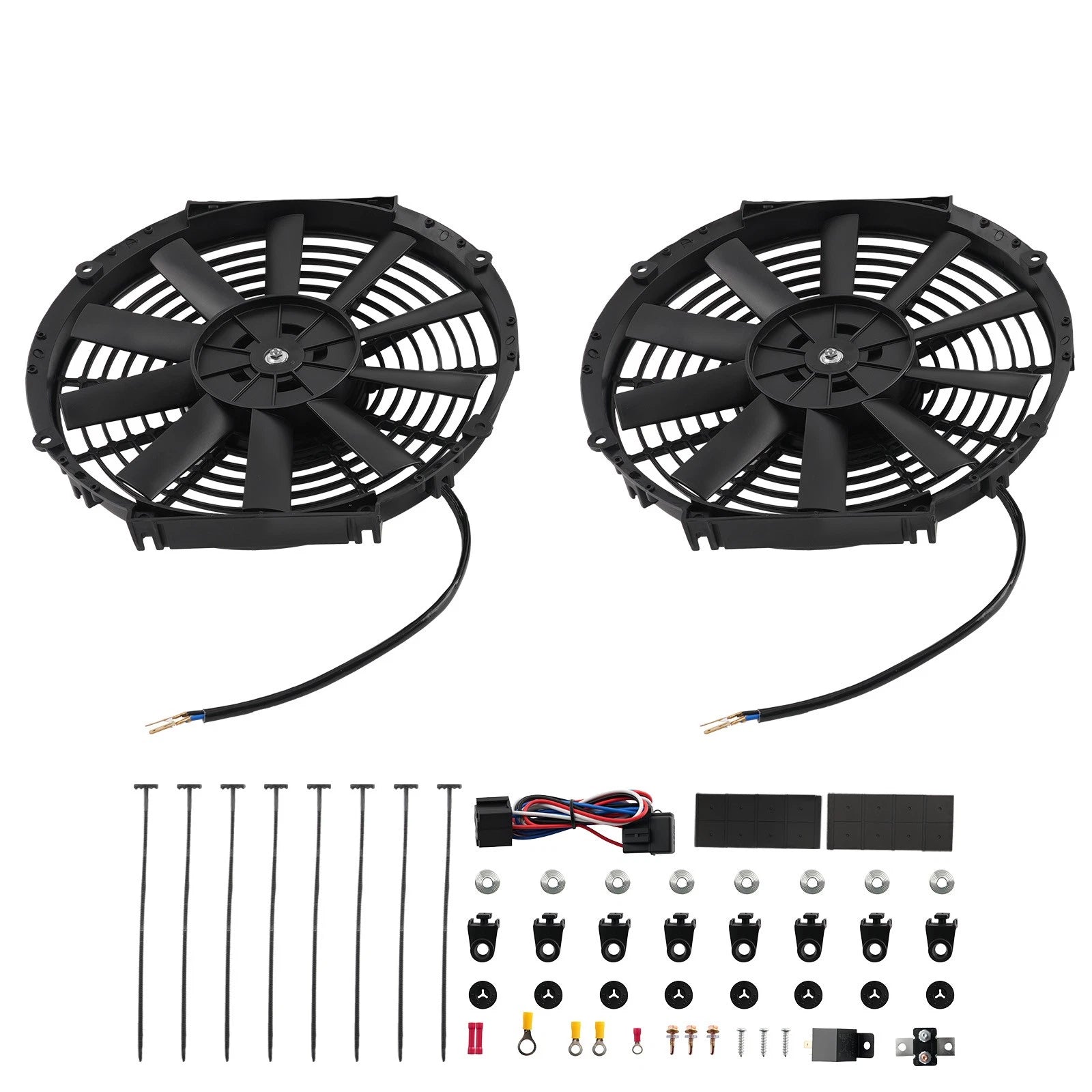 2X Electric Radiator Cooling Fan Assembly 80W 12V Universal