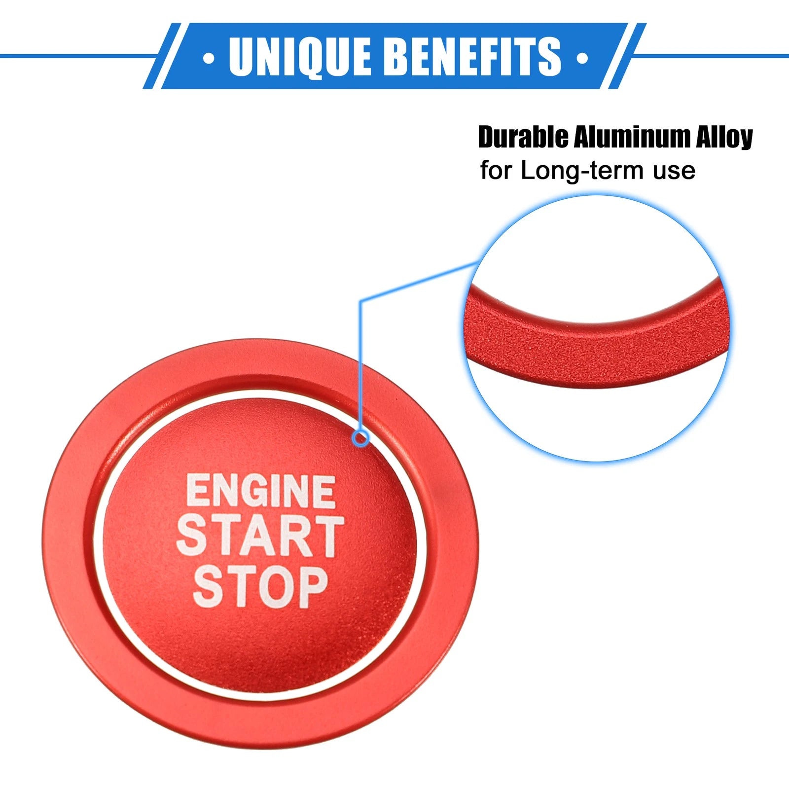 Engine Start Stop Button Cover Ring Kit for Toyota Highlander (2020–2022) Red