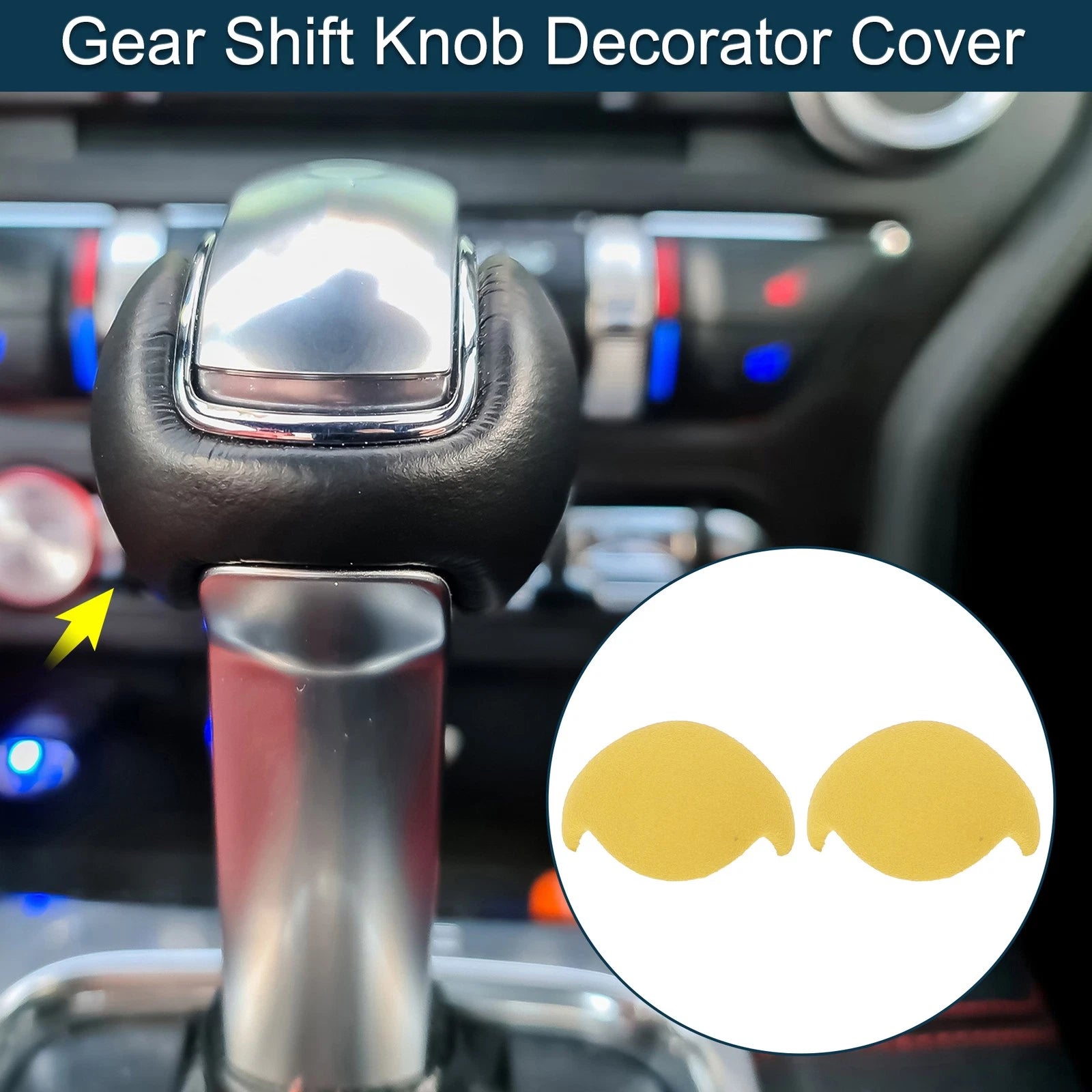 Gear Shift Knob Decorator Cover for Ford Mustang (2015–2021) Yellow
