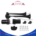 Dual Trumpet Train Horn Air System Kit for RV Car Truck Van Boat (12V)