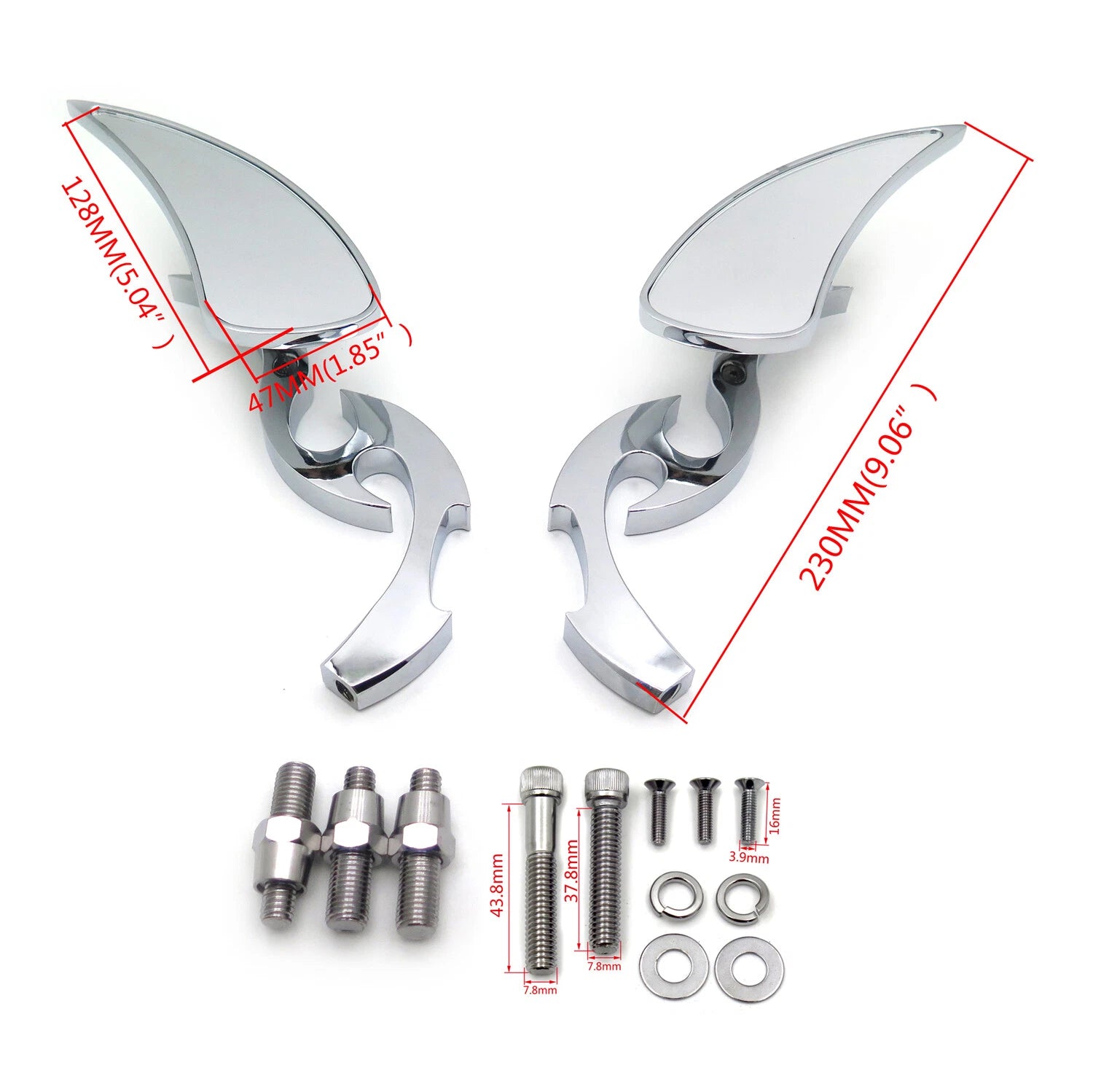 Chrome Billet Running Blade Mirrors for Harley XL Ultra Glide Road King