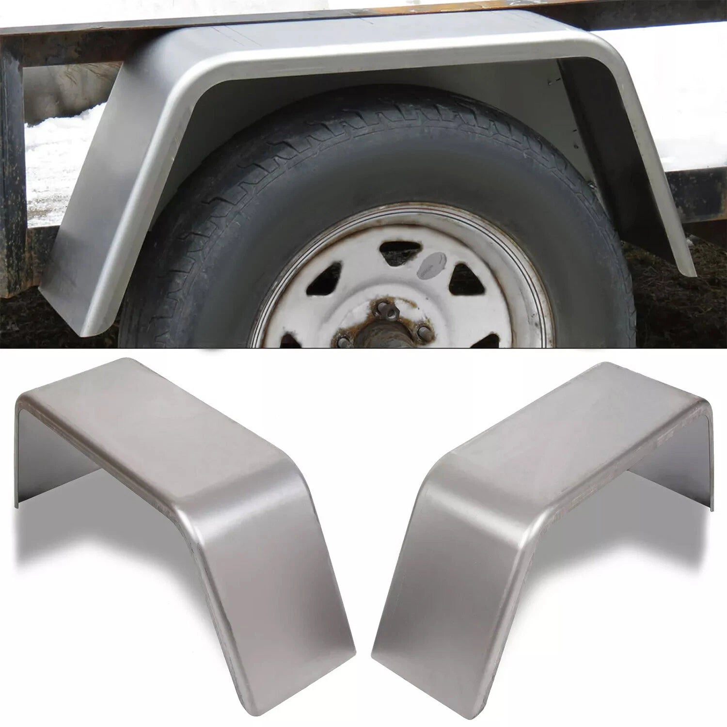 Pair of Square Trailer Fenders for 14" 15" 16" Wheels