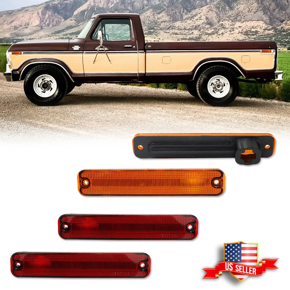 Set of 4 Side Marker Light Lamp Assemblies for Ford Truck 