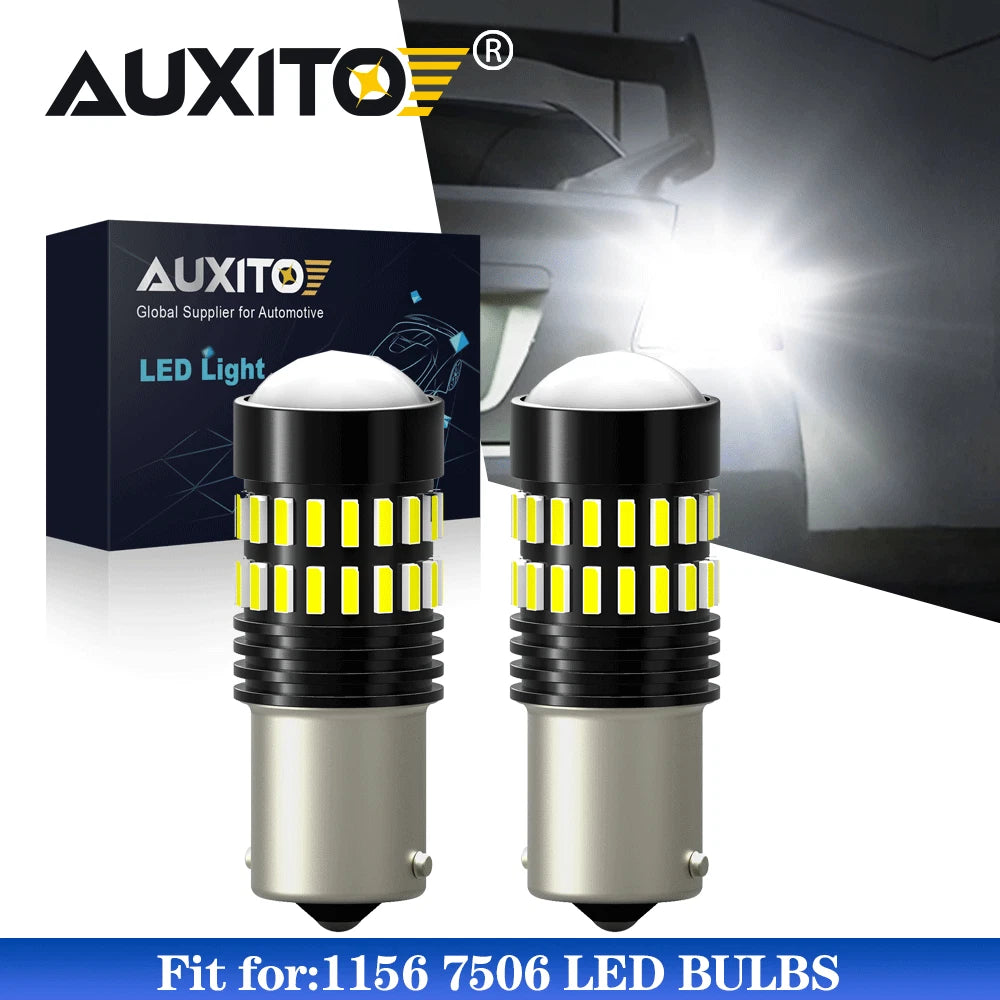 2X AUXITO P21W 1156 7506 LED Reverse Light Bulbs BA15S 6000K Super White