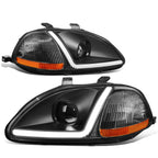 LED DRL Black/Amber Corner Projector Headlight Lamps for Honda Civic (1996–1998)
